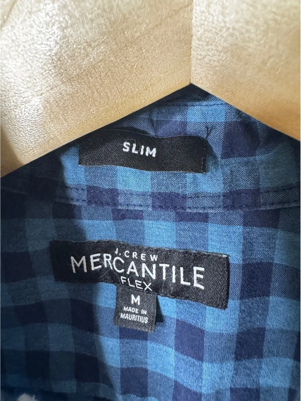 J.Crew Mercantile Flex Mens Medium Blue Gingham Check Button Down Shirt Slim Fit